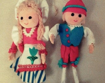 Vintage Kurt S. Adler Danish Costumed 6 Inch Figure Doll Ornaments