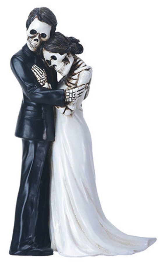 Halloween Wedding Cake Toppers-Groom and Bride Embracing Each