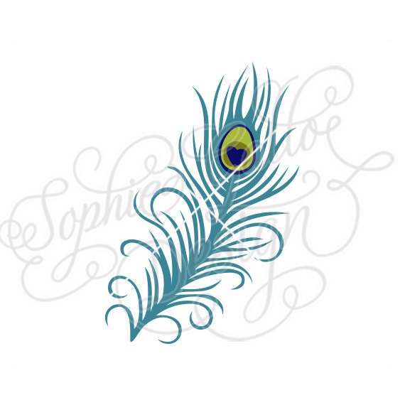 Download Long Peacock Feather Cut SVG DXF digital download files ...