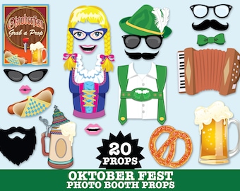 Oktoberfest Photo Booth Props, Octoberfest, German Party, German beer fest, Deutschland Party- NSTANT Download PDF - 20 DIY Printable Props