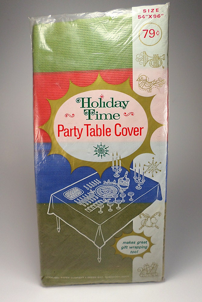 Holiday Time Party Paper Table Cover Green Red Blue 54 x