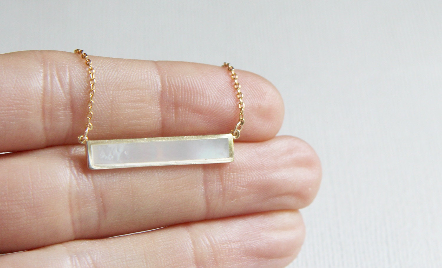 Mother of Pearl Bar Necklace Horizontal Bar Necklace