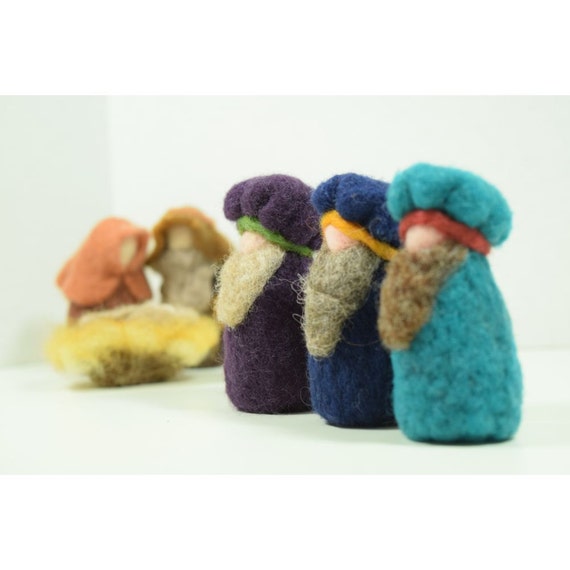 Three Wise Men Nativity Figures Needle Felt Wool by all4fiberarts