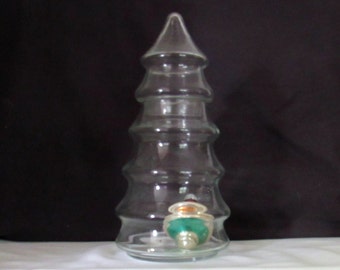 1 Large Vintage CHRISTMAS TREE GLASS Apothecary Jar