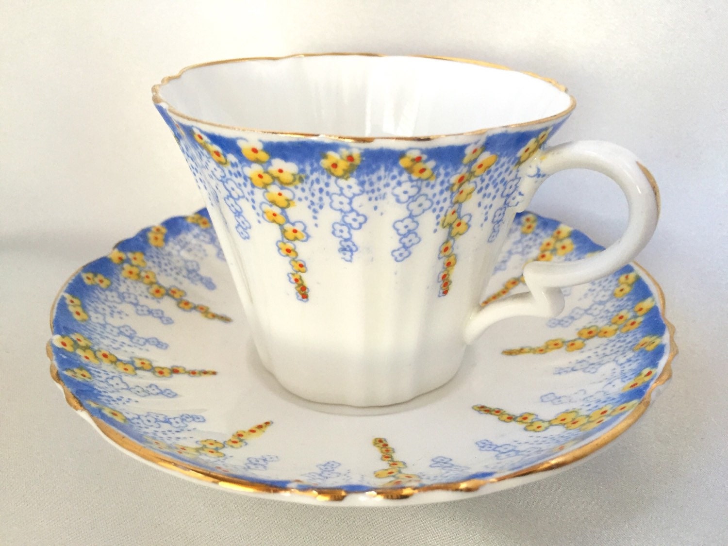 Vintage Royal Albert Crown China blue and yellow floral tea