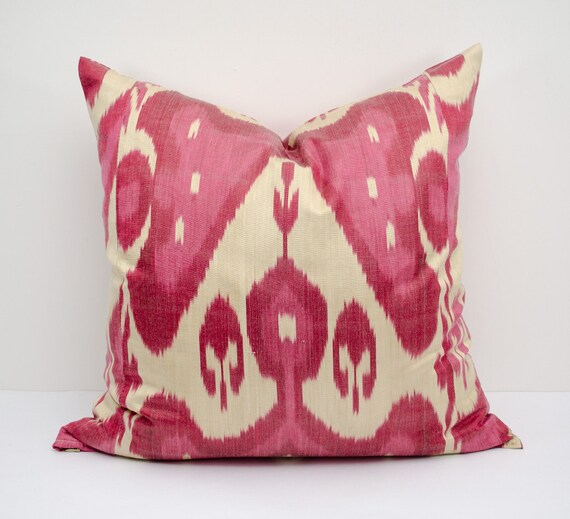 20x20 red cream ikat pillow cover pillow case red ikat red