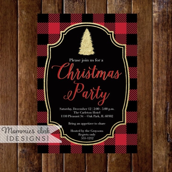 Plaid Christmas Invitations 4