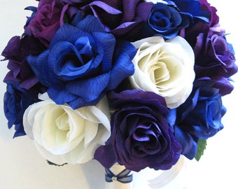 Wedding Bouquet Bridal Silk flowers PURPLE Plum by Rosesanddreams