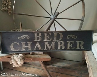 Early looking Antique Primitive BED CHAMBER Sign