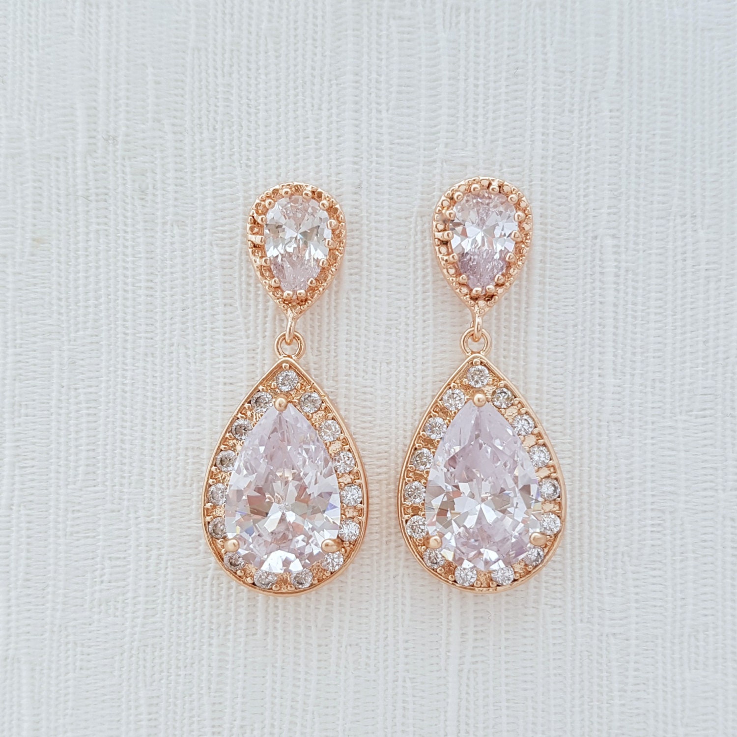 Rose Gold Earrings Bridal Jewelry Rose Gold By Poetryjewelry