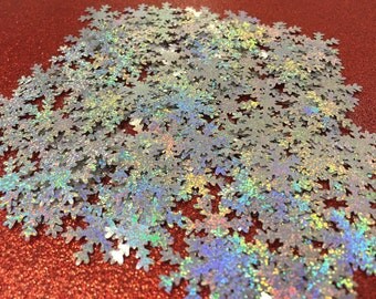 Hologram glittering Snowflakes -- 200 count -- confetti, holiday parties, weddings, New Year's, decorations