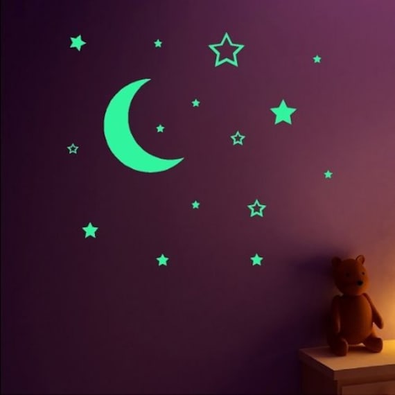 Glow in the Dark Moon And Stars Wall Decal Sticker Removable