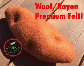 Felt Yam Pretend Play Food - Life Size Felt Yam - Big Felt Sweet Potato Children's Play Food - Kids Garden Vegetable Yam - Orange Potato Toy