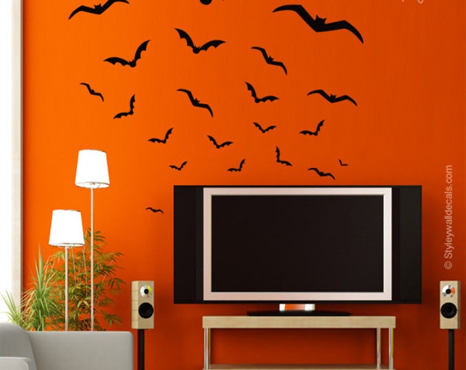 Halloween Wall Decal, Bats Wall Decal, Bats Wall Sticker, Bats Halloween Wall Decal for Office Home Decor, Halloween Decor Wall Decal