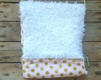 Pink and Gold Baby Blanket 29"x34"// Pink & Gold Girl Baby Blanket// Newborn Baby Gift