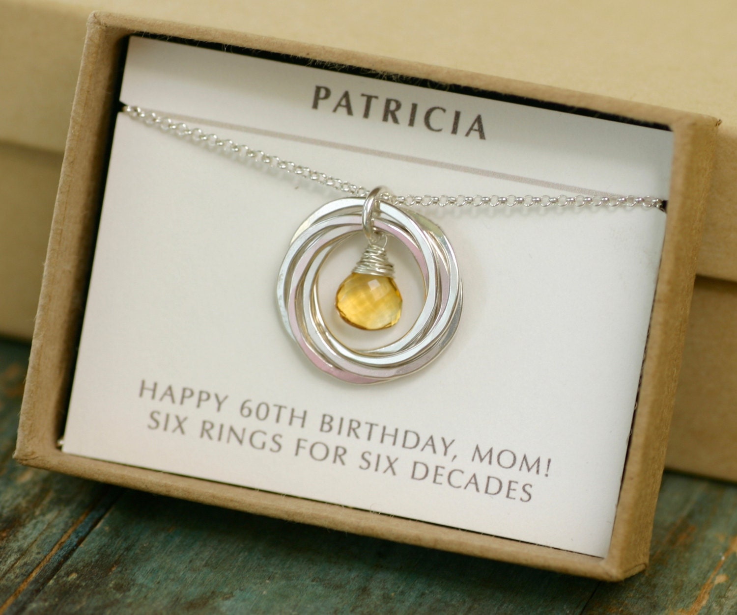 60th birthday gift citrine necklace for mom gift for mother