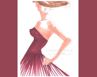 Fashion Illustration Giclée Art Print // 11x14 / Wall Art / Gifts for Her / High Fashion / Bedroom Decor / Girls Room Art / Vogue Art