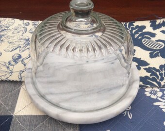Carrera Marble Cheese Board & Glass Cloche