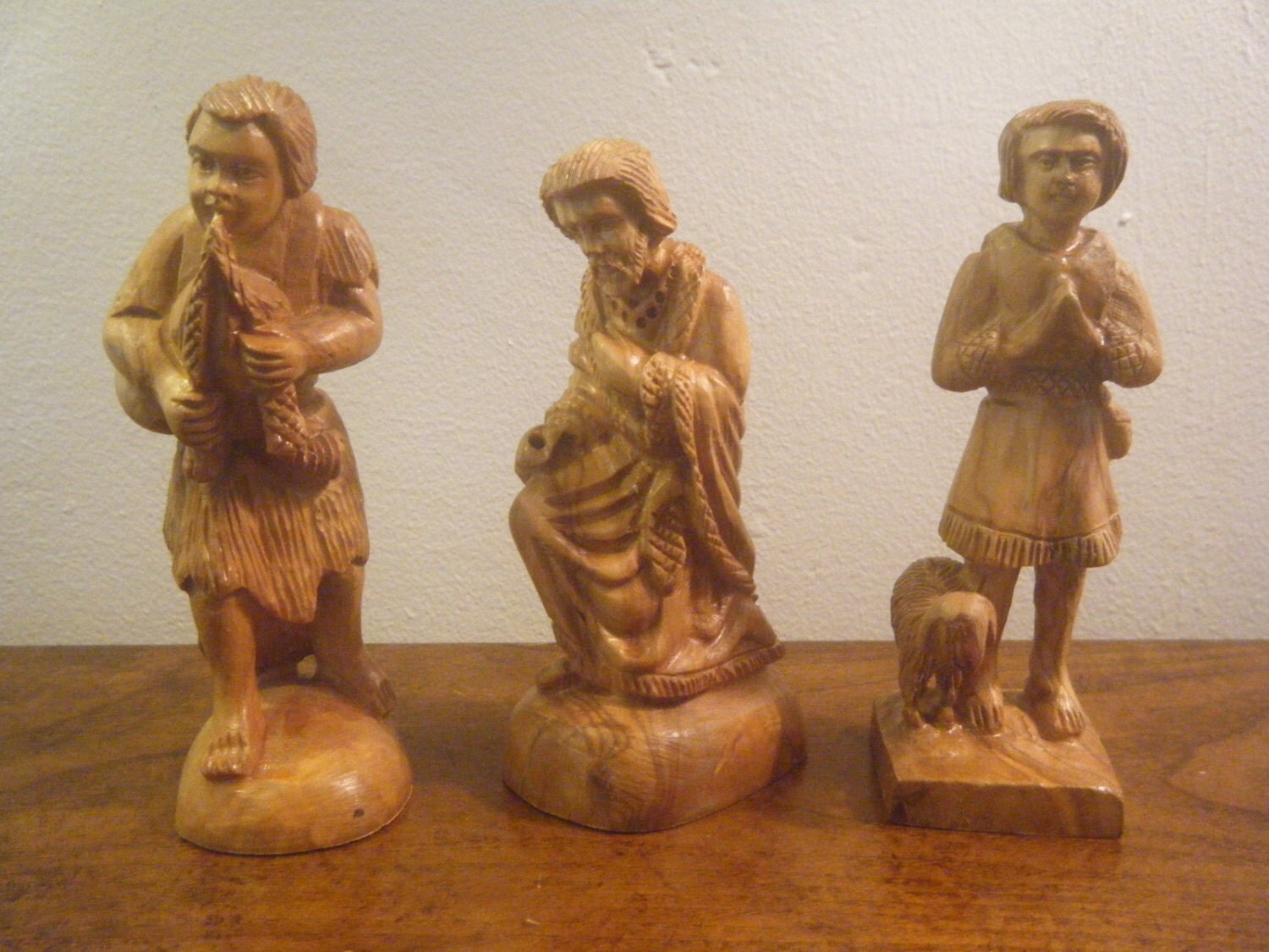 hand carved wood nativity set of 3 figurines nicely hand carved wood nativity set of 3 figurines nicely