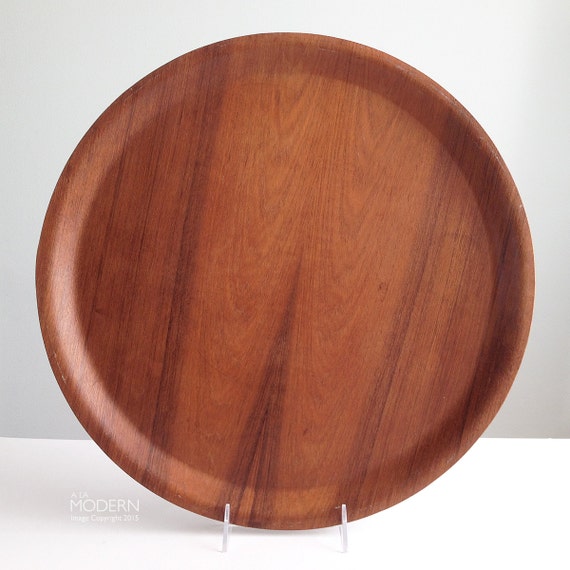 Backman Finland Large Round Teak Serving Tray Platter