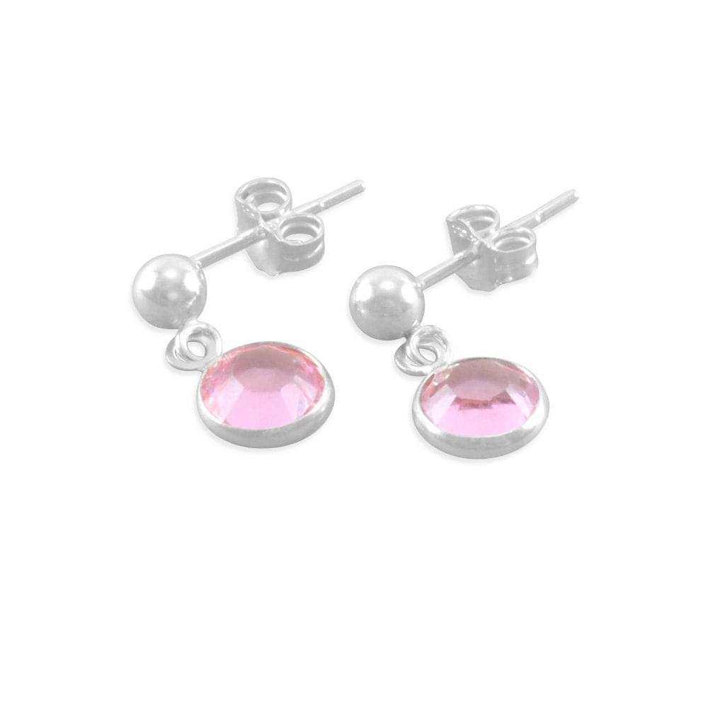 Dangle Earrings little girls Sterling Silver light pink