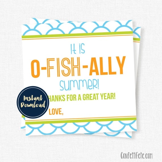 OFishAlly Summer Tags End of Year Tag Teacher Gift Tags