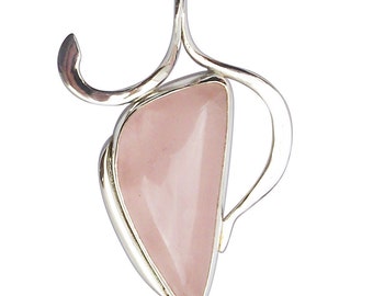 Rose Quartz and Sterling Silver Pendant, prqf2689