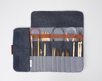 Knitting needle case, Circular needle case, Needle Organizer, Crochet case