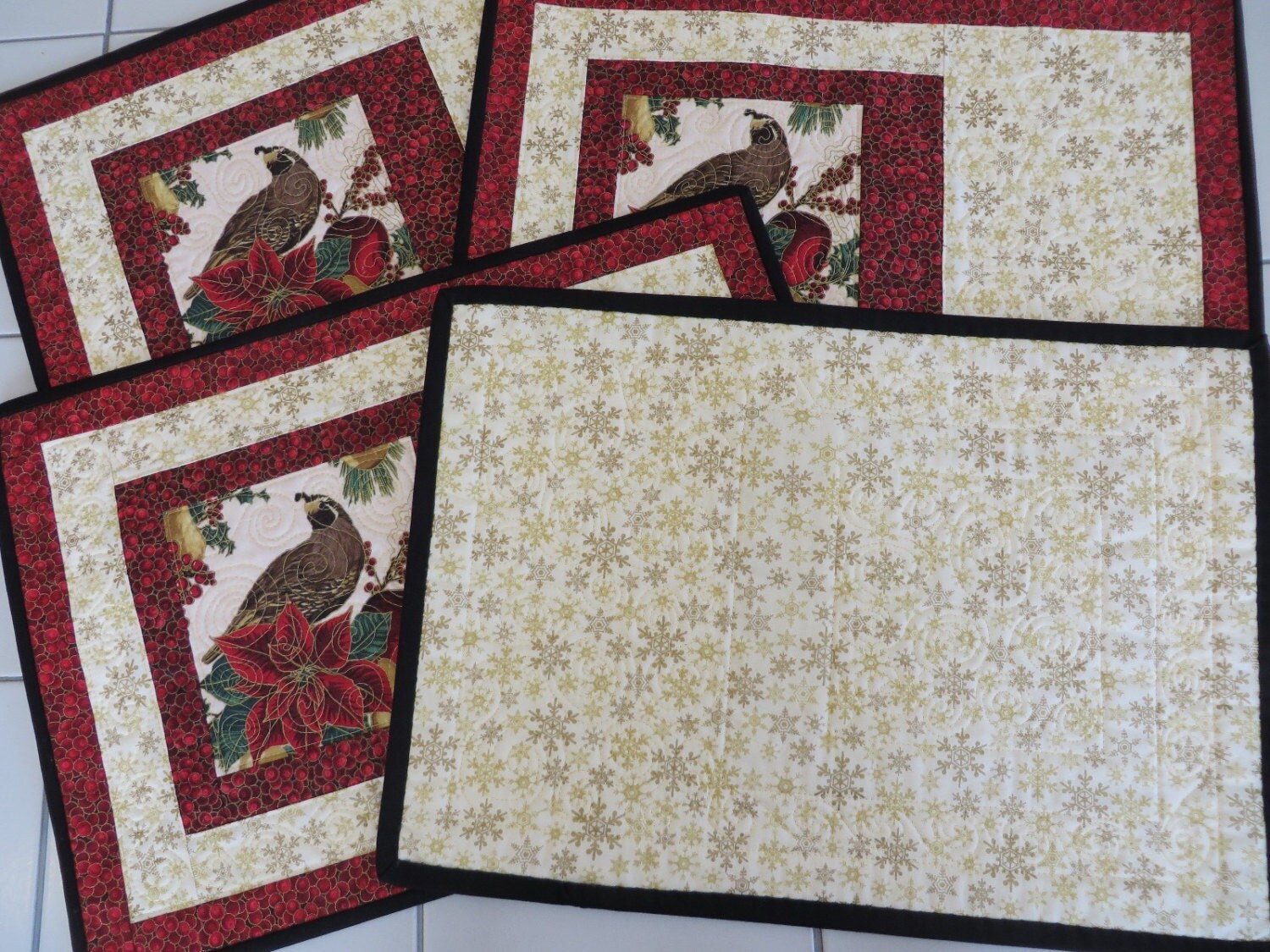 Quilted Winter Holiday Placemats Christmas by Quiltsbysuewaldrep