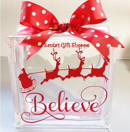 Christmas Vinyl Lettering Glass Block Crafts