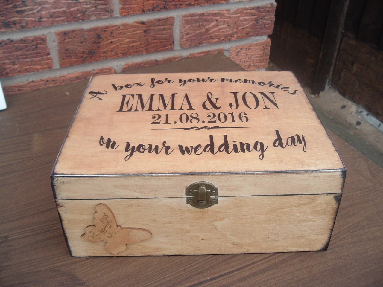 Vintage wedding Keepsake Memory Box personalized wooden box