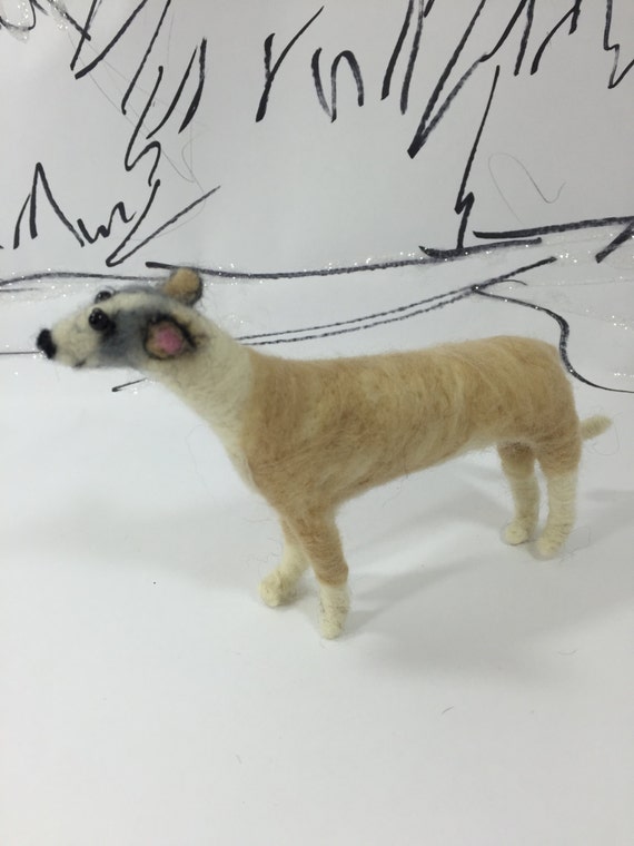 Needle felted whippet wool felt whippet figurine standing