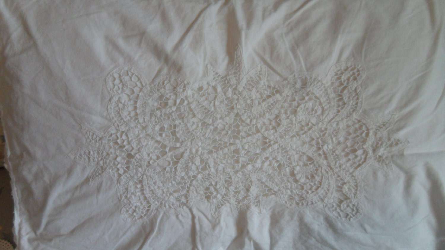 Battenburg Lace Pillow Shams Pair Shabby Chic/Home