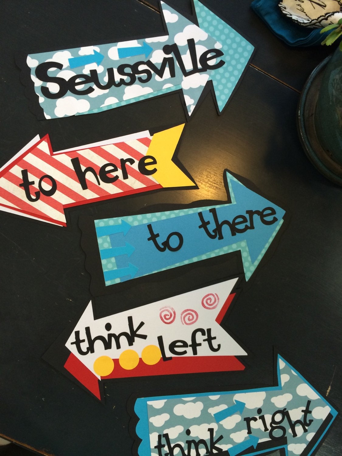 Dr. Seuss inspired arrow signs. Directions. Party Decorations.