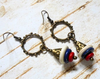Red, White and Blue Patriotic Boho Earrings (2718)