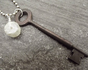 Skeleton key necklace, vintage key pendant, key jewelry
