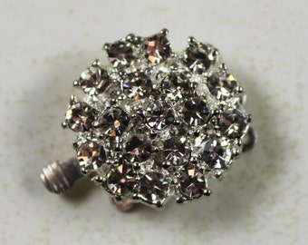 Silver Plated Triple Strand Large Round Rhinestone Clasp