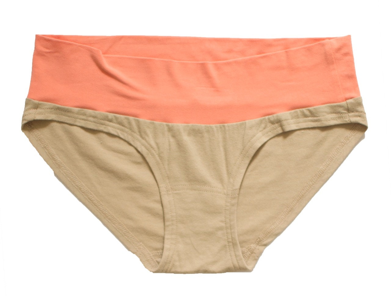 Wide band panty Beige organic cotton Peach bamboo