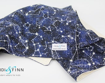 extralarge Modern Constellation baby blanket organic flannel cotton LIMITED swaddle blanket quilt stars space glow