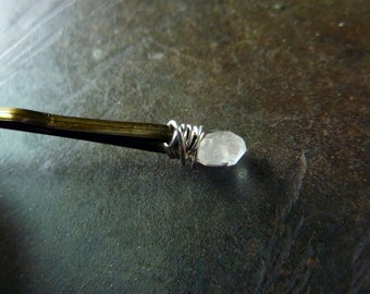 4mm natural Pink Rose Quartz Bobby Pin - Gemstone Bobby Pin