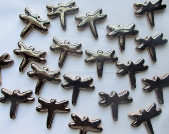 Gold (15) Dragonfly tiles-Ceramic mosaic tile - Handmade