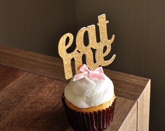 Alice in Wonderland Party Decorations. Handcrafted in 2-3 Business Days. Eat Me Cupcake Toppers 12CT.