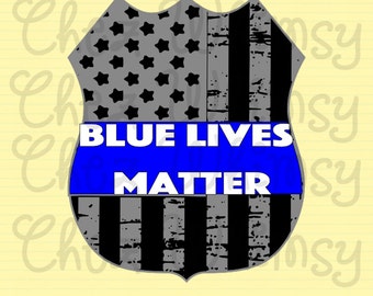 Blue Lives Matter SVG, Badge SVG, Police Badge, Distressed Badge Svg, Badge with Flag, Blue Lives Badge, Black The Blue Support