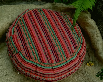 Exotic Caracus Hasina Cotton Fabric Round Buckwheat Hull Meditation Cushion