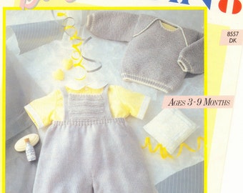 BABY Knitting Pattern Sweater Rompers Pingouin Original Knitting Pattern Ages 3-18 months