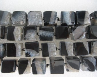 Black White Drusy Agate Quartz Polished Cubic Beads 16mm