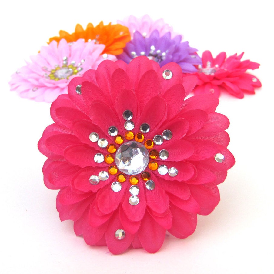 Pink Penny Blossom Rhinestone Sparkly Flower Barrette The Big