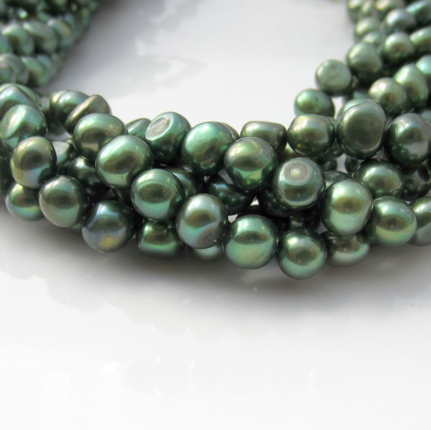 Forest Green Pearls Freshwater Pearls Nugget by WillowBaySupply