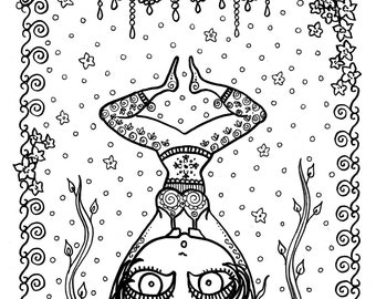 Instant Download Rock and Roll Peace Coloring Page Art