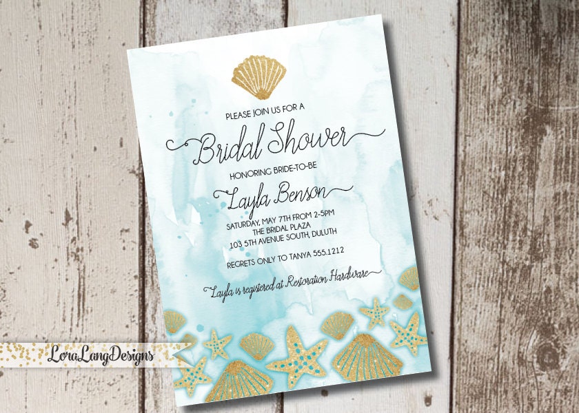 Beach Themed Bridal Shower Invitation Ocean Themed